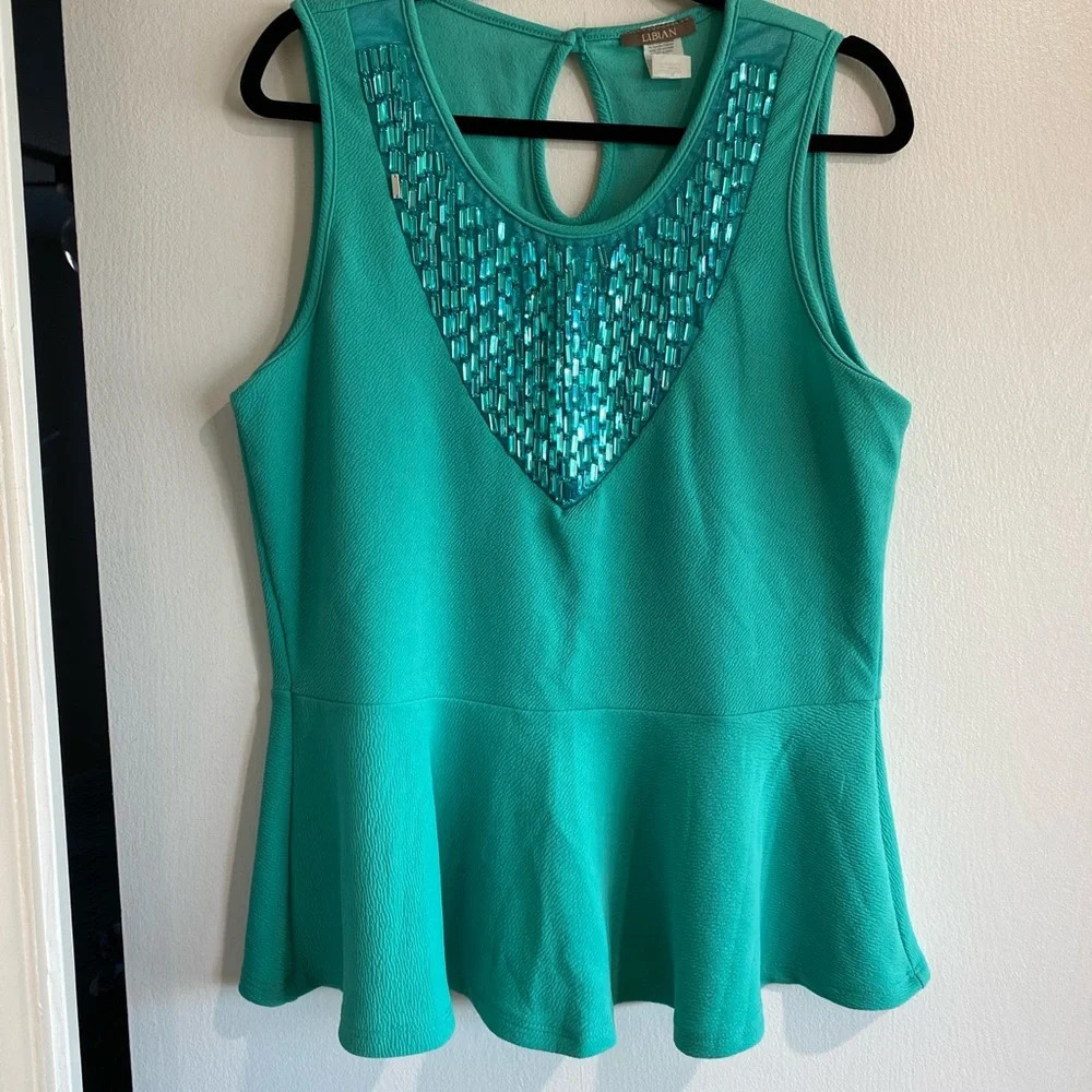 Turquoise Peplum Top- size 2XL